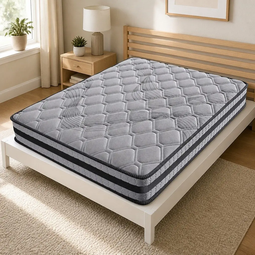 Pocket Spring Mattress Medium Firm 188cm x 138cm Grey 5-Zone Support