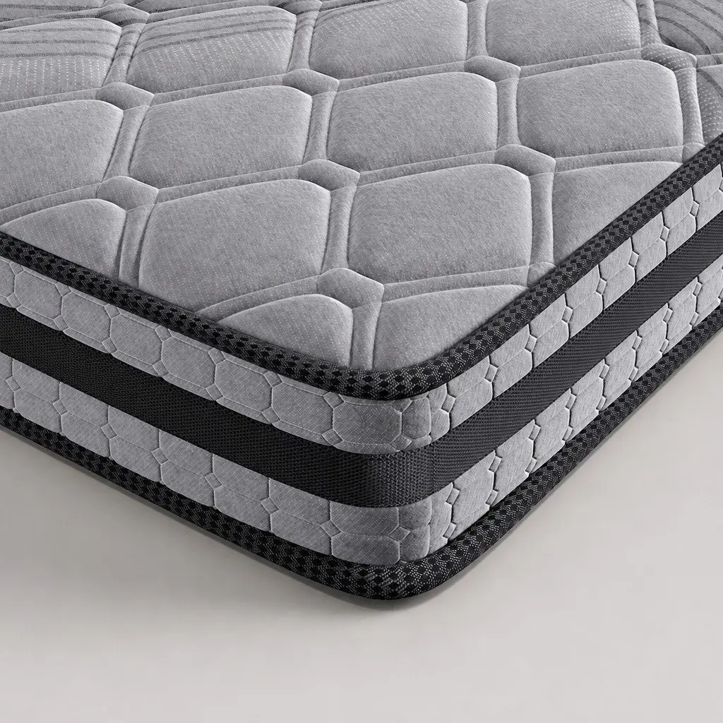 Queen Pocket Coil Spring Mattress Medium Firm Support 203cm x 153cm Grey