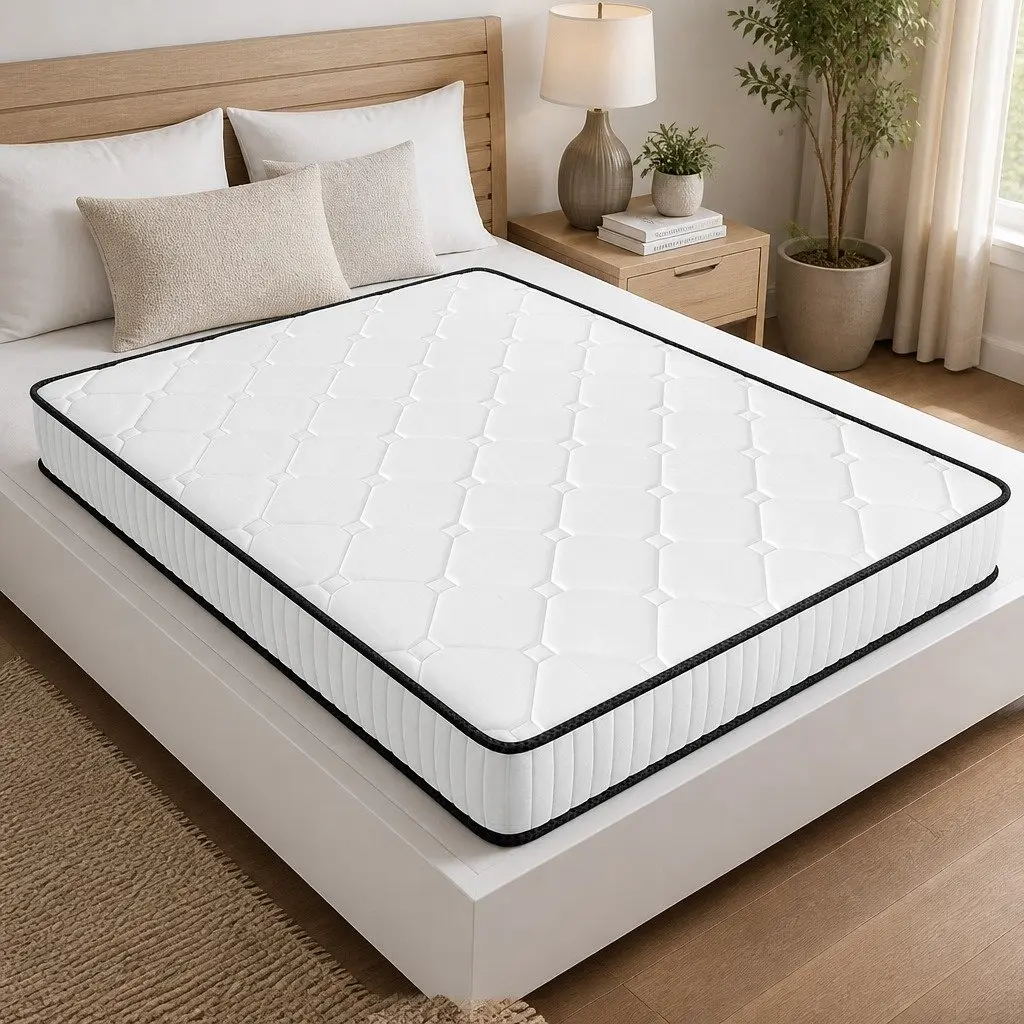 Spring Mattress Pocket Steel Springs Medium Firmness Queen Size Polyester Cover