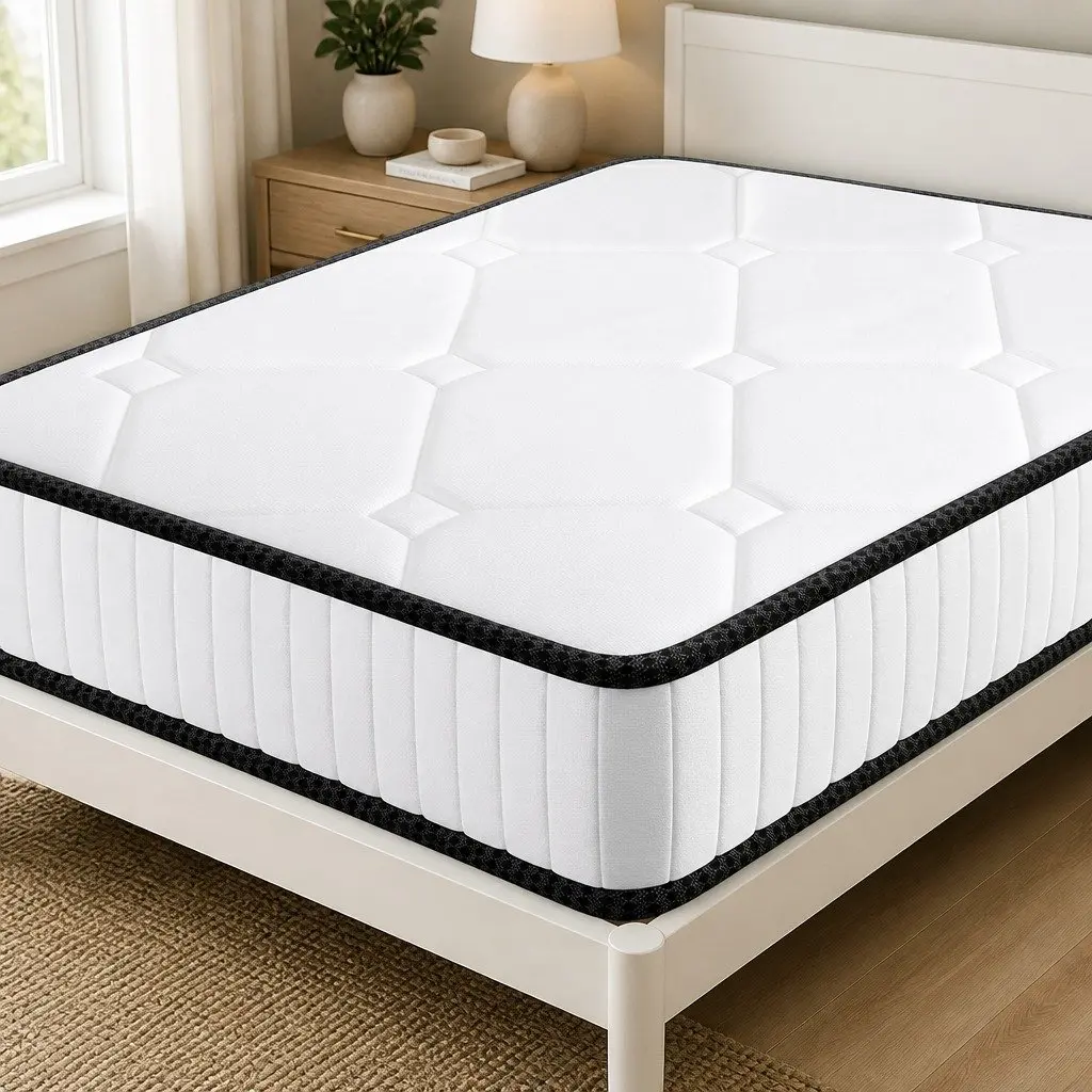 Spring Mattress Pocket Steel Springs Medium Firmness Queen Size Polyester Cover