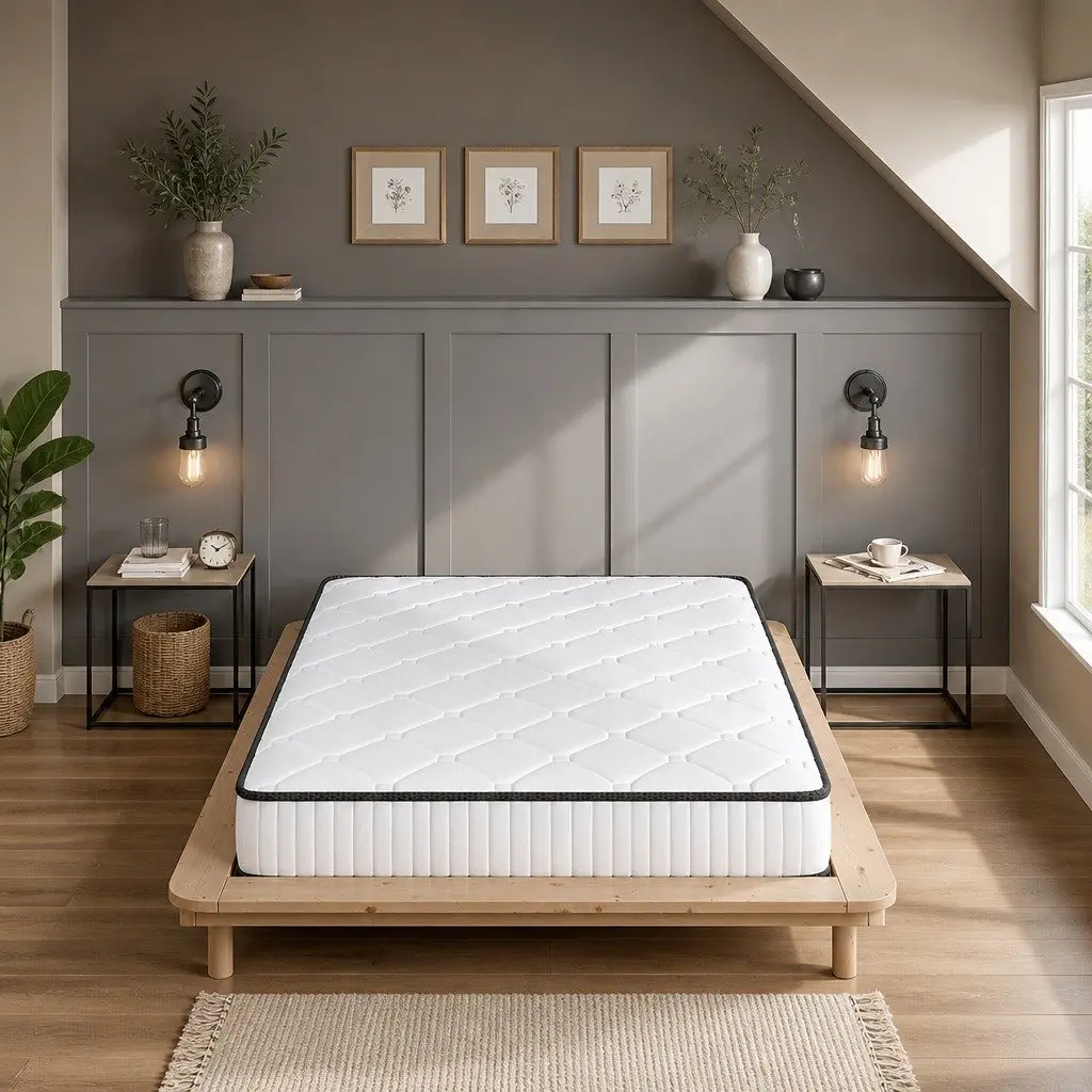 Spring Mattress Pocket Steel Springs Medium Firmness Queen Size Polyester Cover