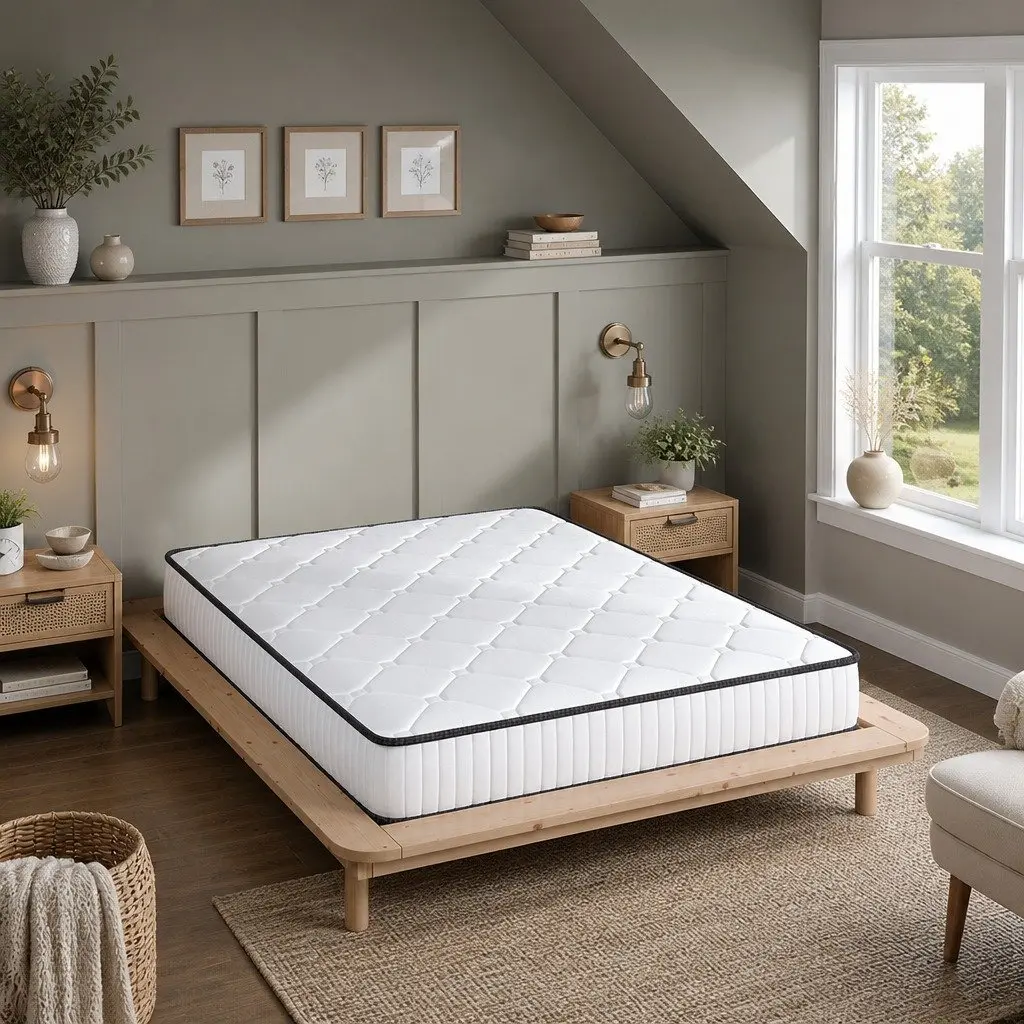 Queen Spring Mattress Pocket Tight Support 203x153cm Polyester Fabric