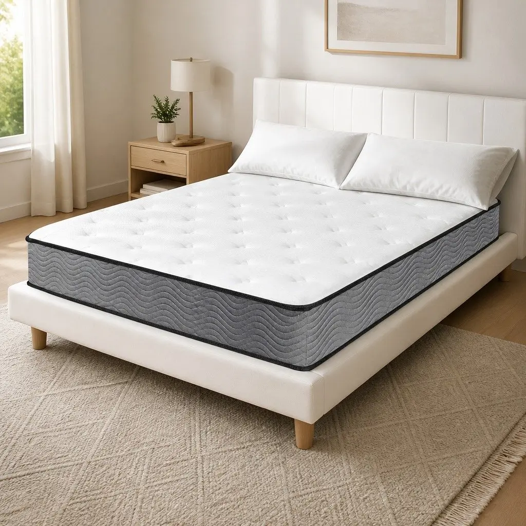 King Single Spring Mattress 6-Zone Pocket Coil 203cm x 106cm x 23cm Extra Firm White