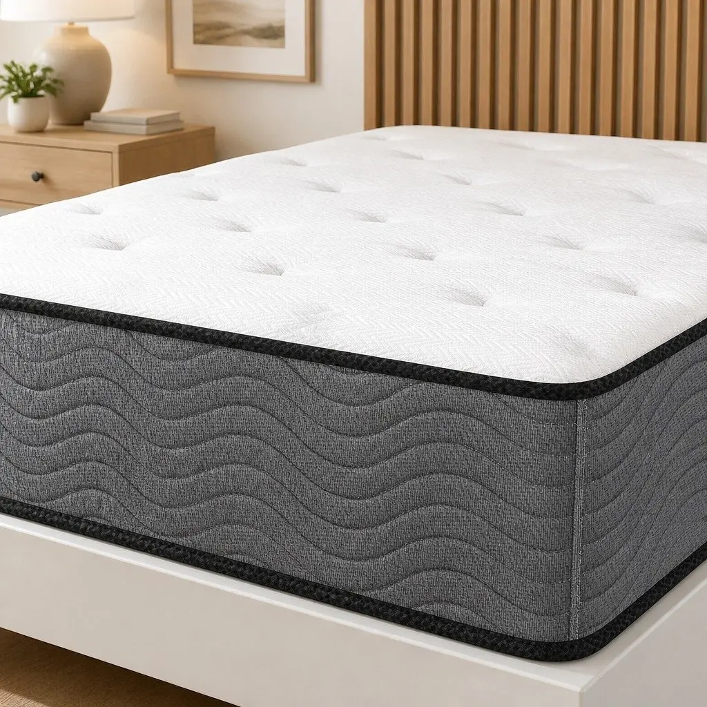 King Single Spring Mattress 6-Zone Pocket Coil 203cm x 106cm x 23cm Extra Firm White