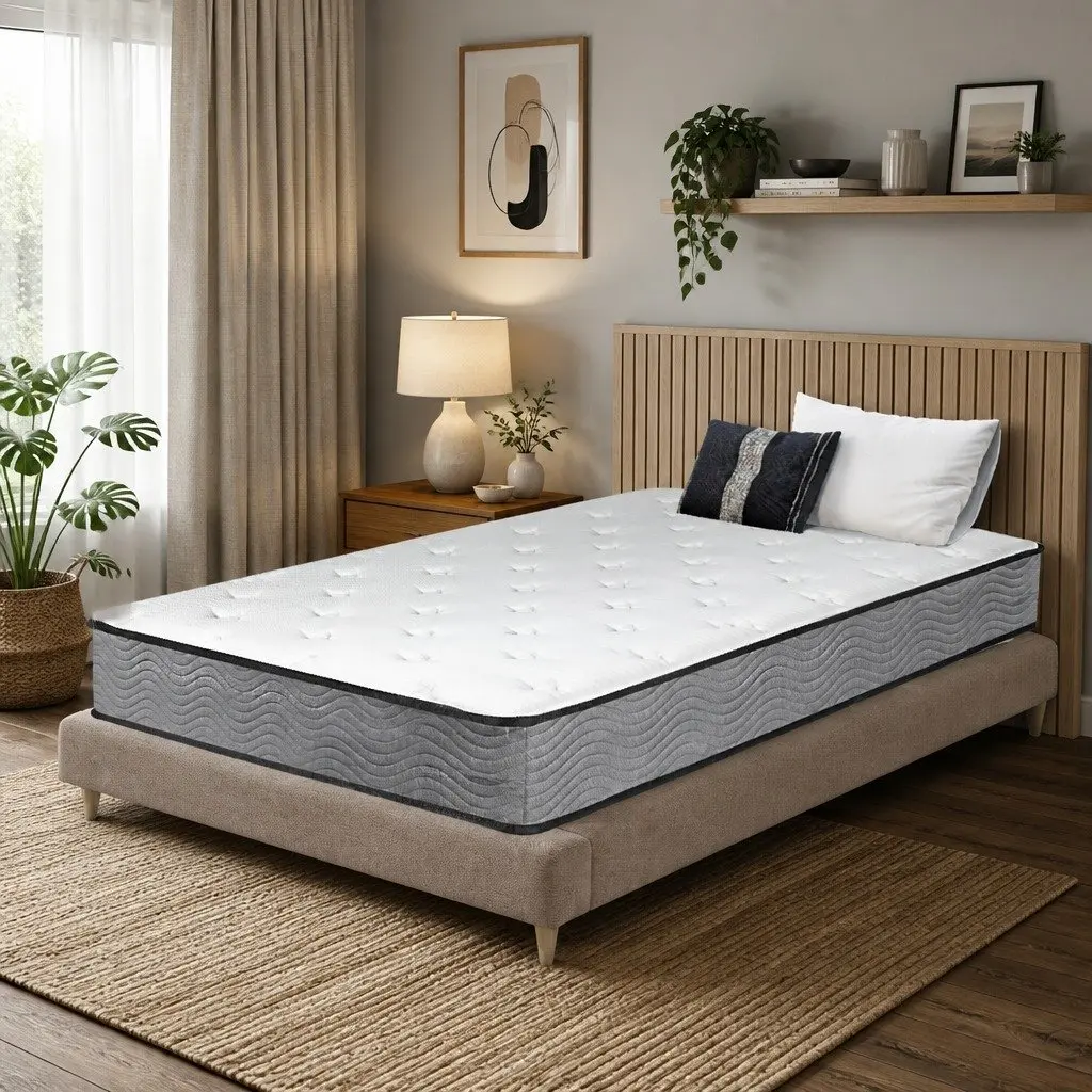 King Single Spring Mattress 6-Zone Pocket Coil 203cm x 106cm x 23cm Extra Firm White