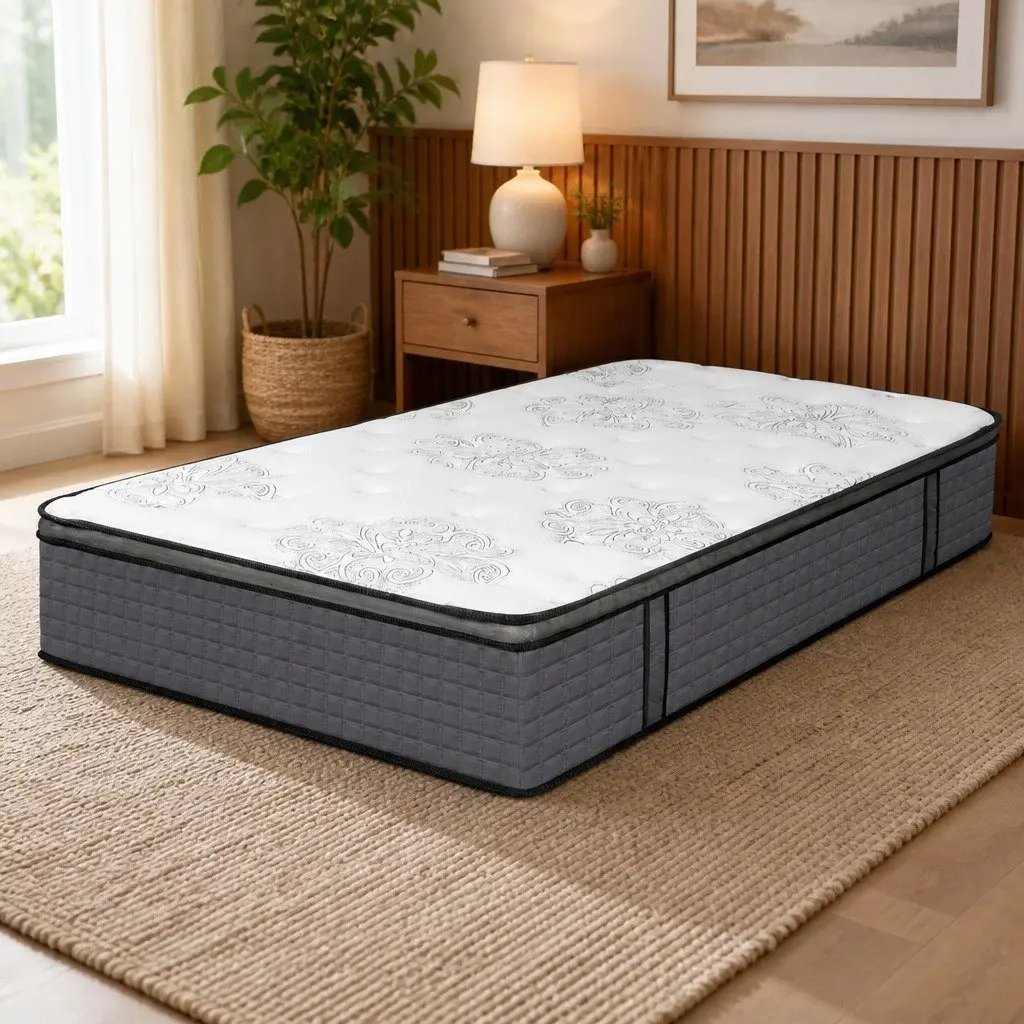 Double Spring Mattress Pocket Egg Crate Foam Medium Firmness Double 188cm x 138cm White