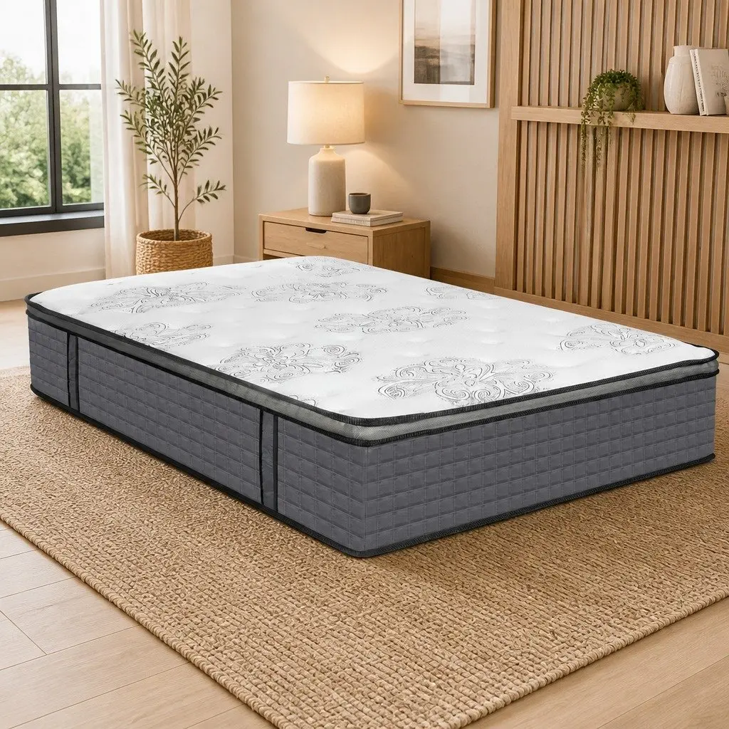 Double Spring Mattress Pocket Egg Crate Foam Medium Firmness Double 188cm x 138cm White