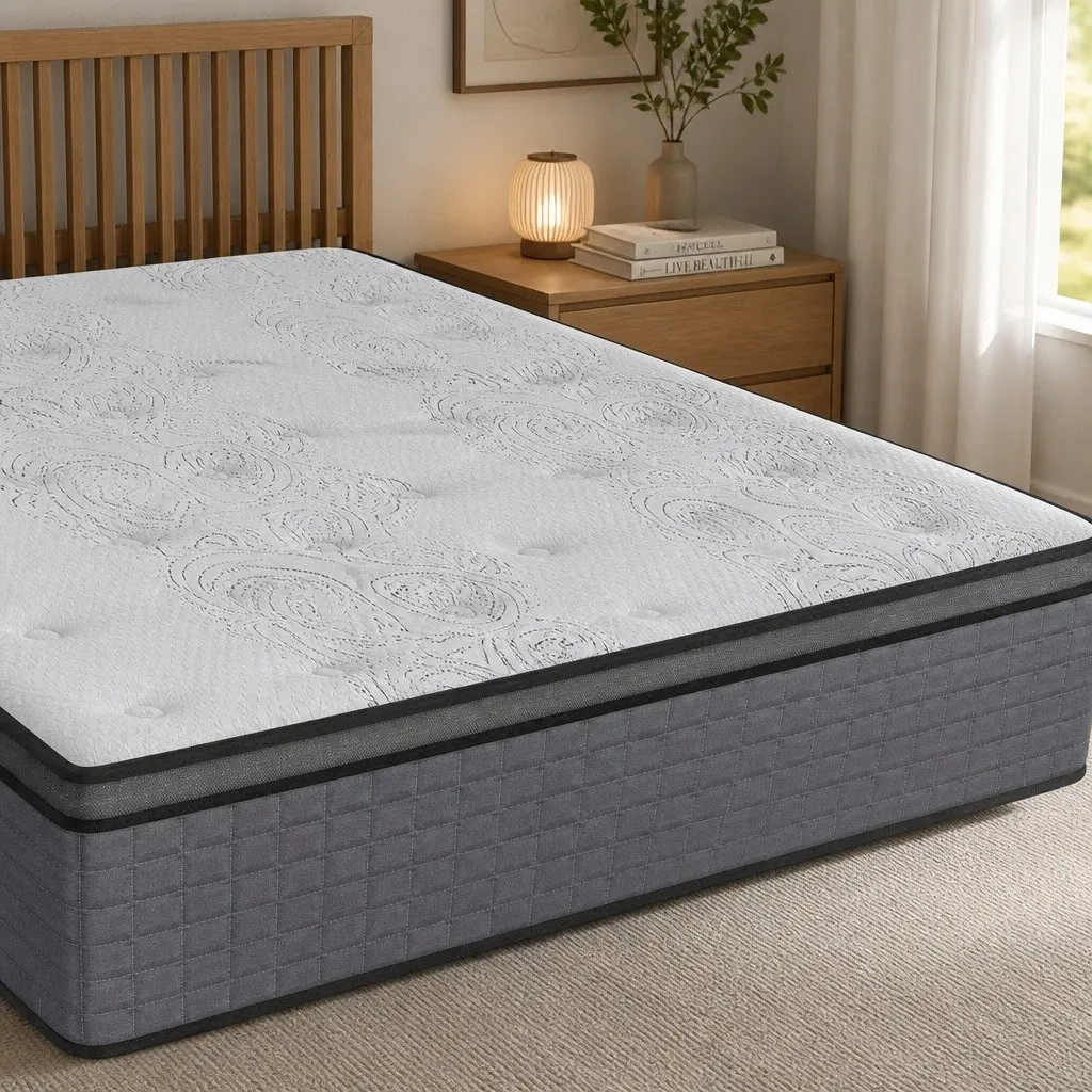 Double Spring Mattress Pocket Egg Crate Foam Medium Firmness Double 188cm x 138cm White