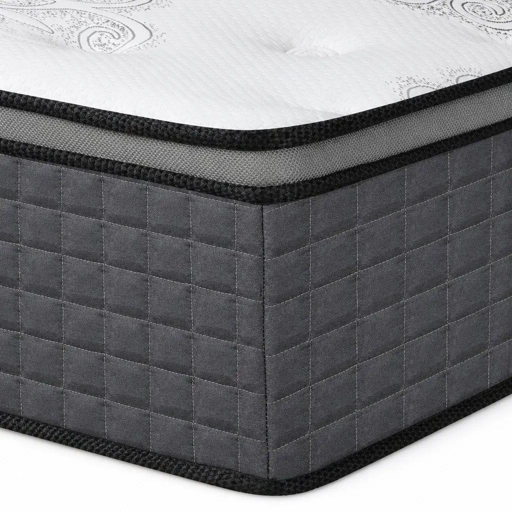 Queen Size Mattress Pocket Spring Egg-Crate Foam Medium Firm White 35cm