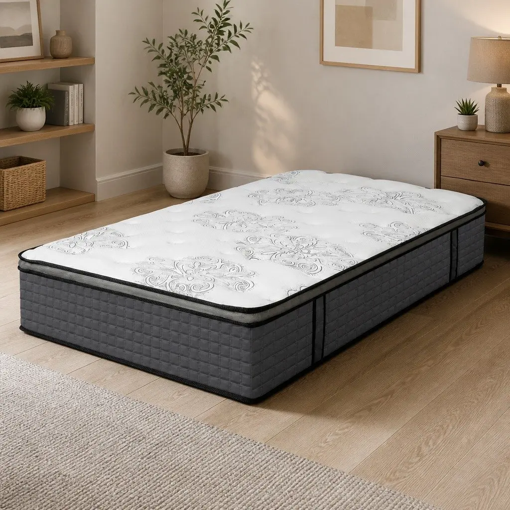 Single Spring Mattress Pocket Coil Egg-Crate Foam Medium Firmness 190cm x 91cm White