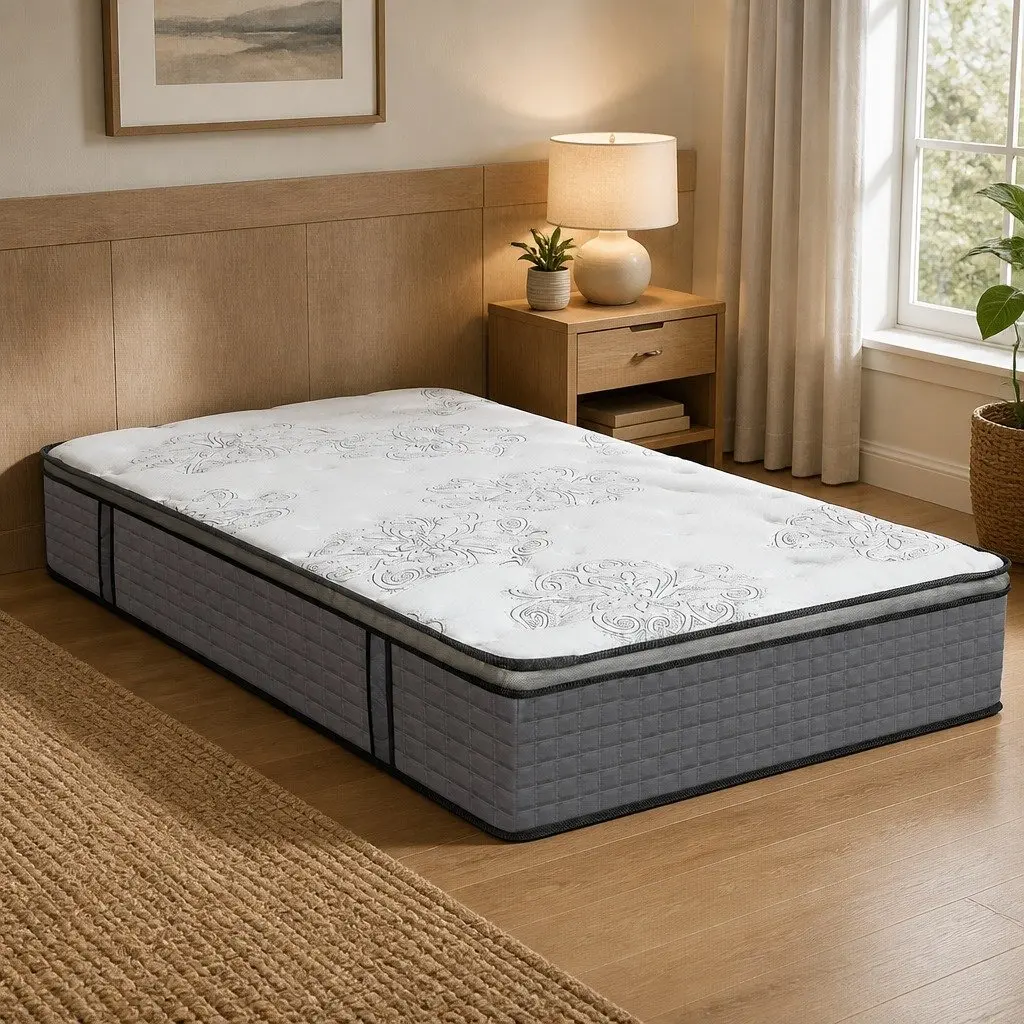 Single Spring Mattress Pocket Coil Egg-Crate Foam Medium Firmness 190cm x 91cm White