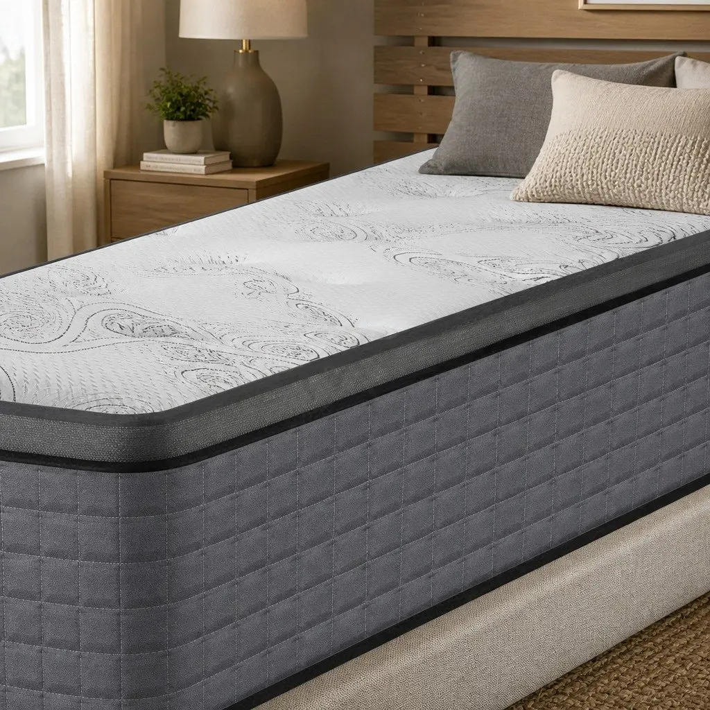 Single Spring Mattress Pocket Coil Egg-Crate Foam Medium Firmness 190cm x 91cm White