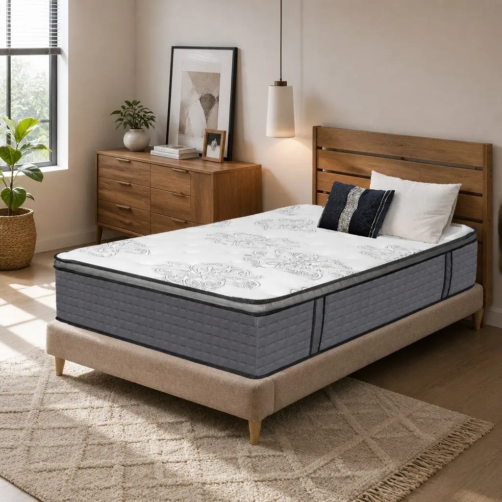 Single Spring Mattress Pocket Coil Egg-Crate Foam Medium Firmness 190cm x 91cm White