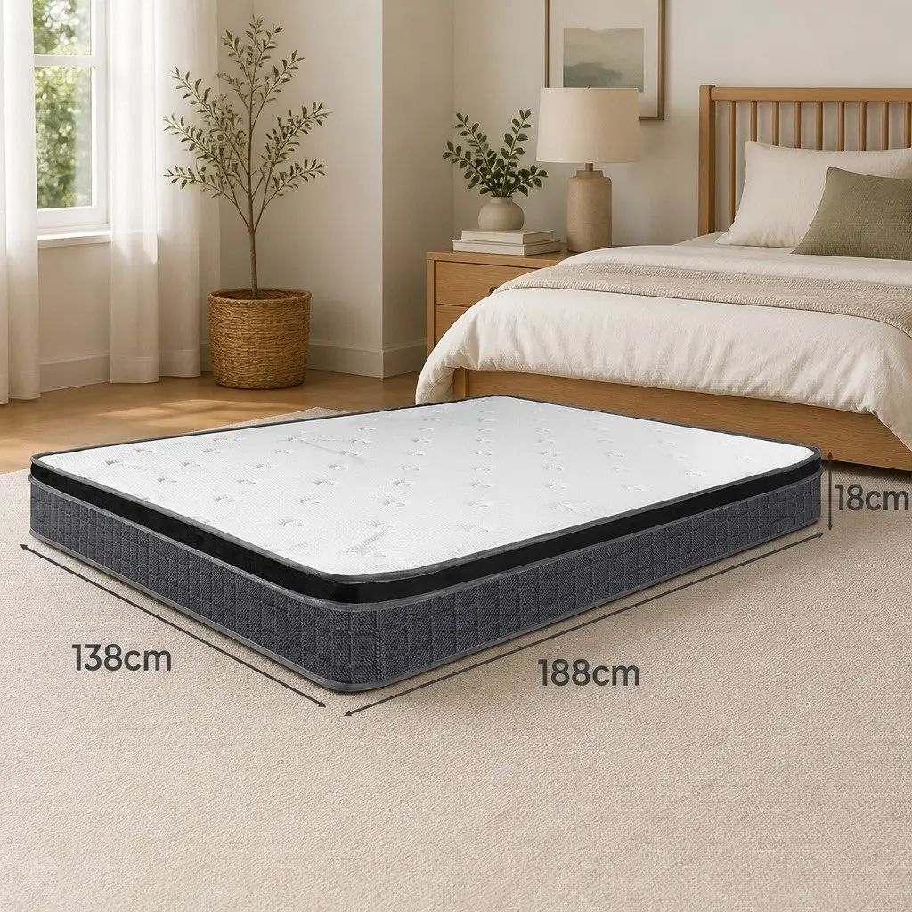 Double Bonnell Spring Mattress Medium Firmness 18cm Thick 188cm x 138cm White
