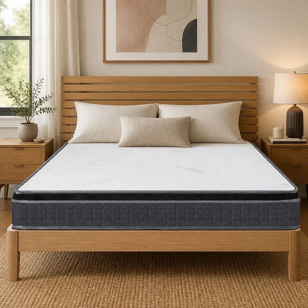 Queen Size Bonnell Coil Spring Mattress Medium Firmness 18cm White