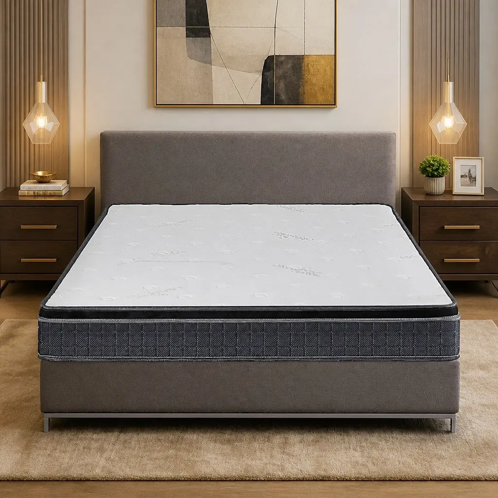 Queen Size Bonnell Coil Spring Mattress Medium Firmness 18cm White