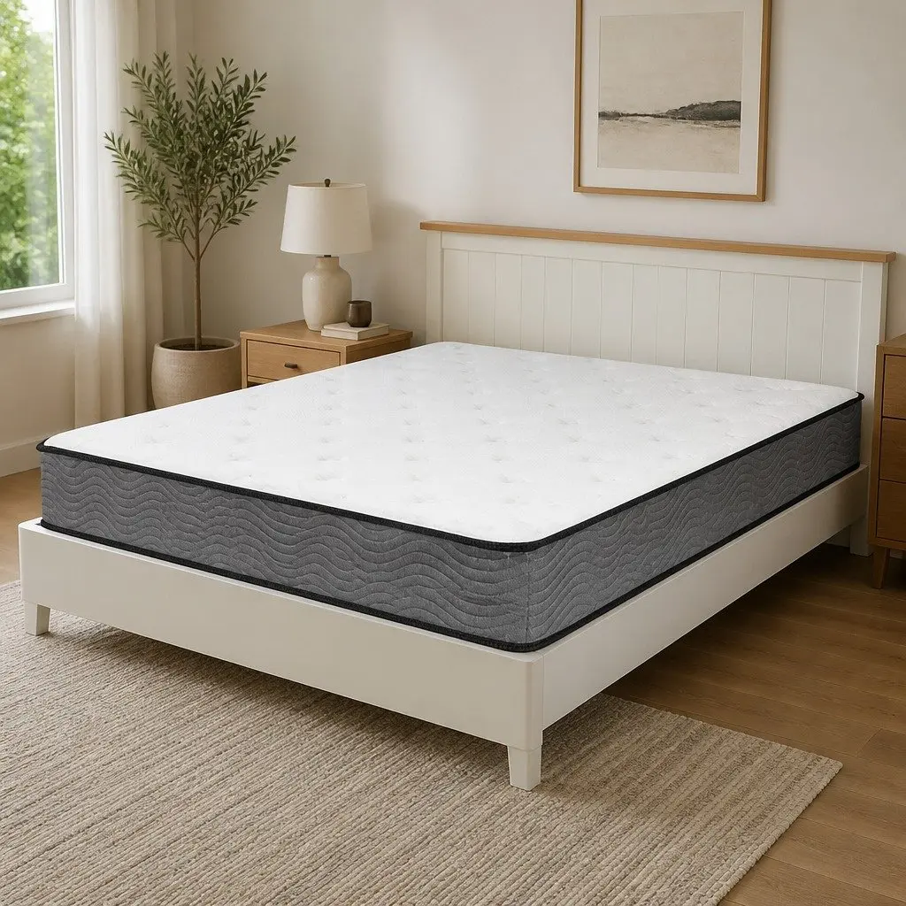 Pocket Spring Mattress 6-Zone Support Extra Firm Double Size 188cm x 138cm White