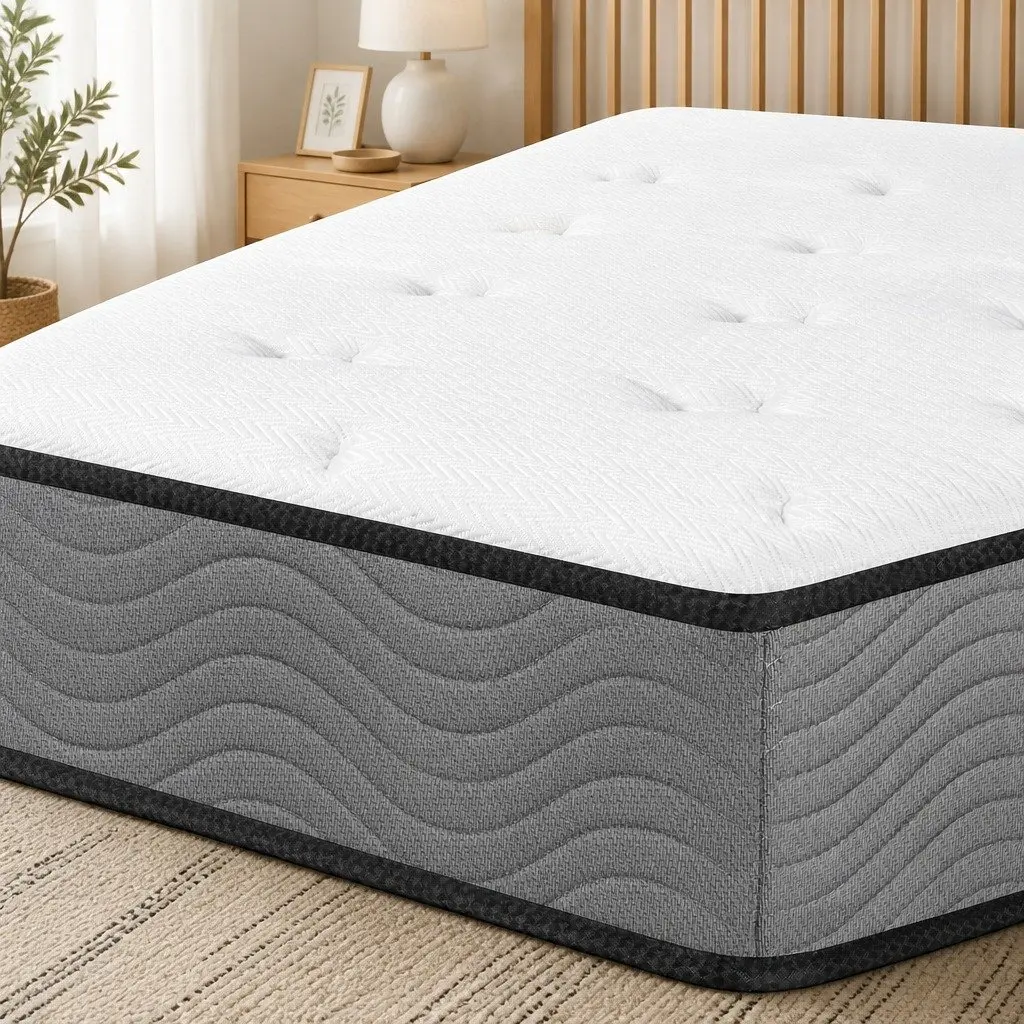 Pocket Spring Mattress 6-Zone Support Extra Firm Double Size 188cm x 138cm White