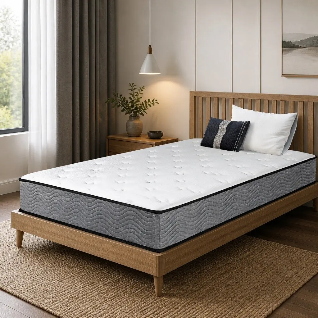 Pocket Spring Mattress 6-Zone Support Extra Firm Double Size 188cm x 138cm White