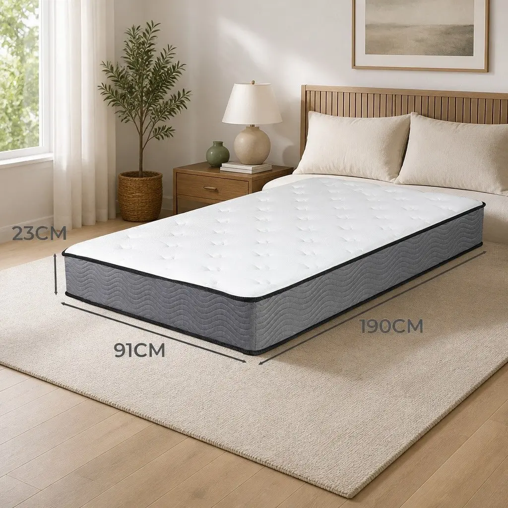 Single Pocket Spring Mattress Extra Firm 190cm x 91cm White 6-Zone Support