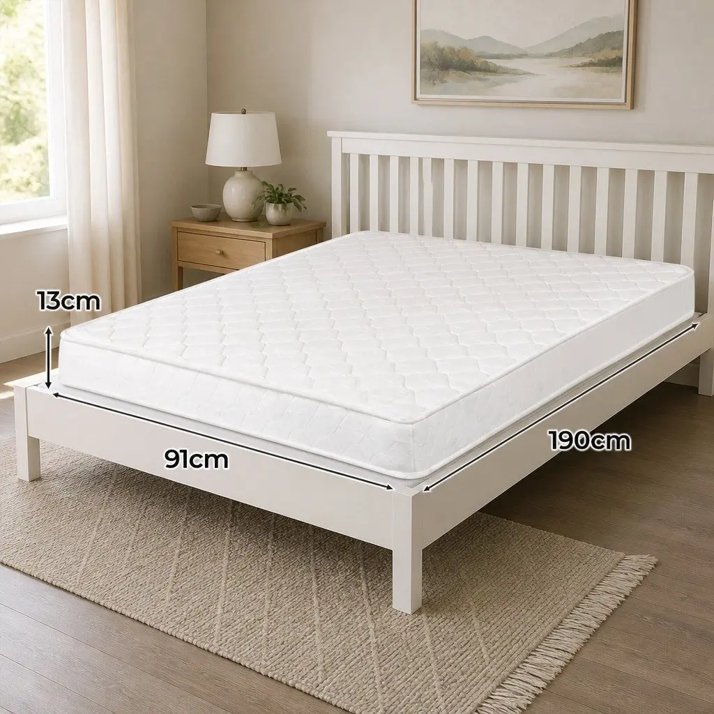 Single Mattress Bonnell Spring Coil High Firm Support 13cm White