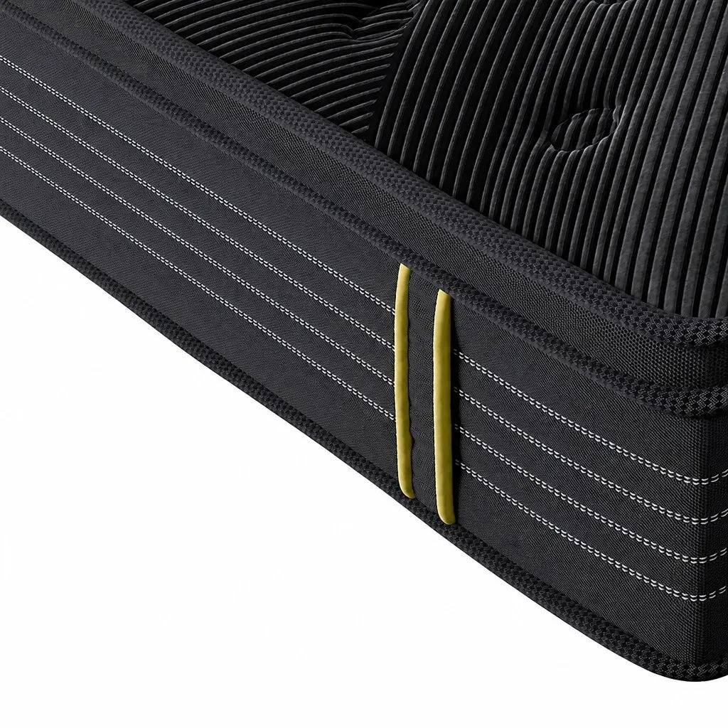 Spring Mattress Bamboo Charcoal Euro Top Double Bed Pocket Coil Support Black 188cm L x 138cm W 35cm Thickness