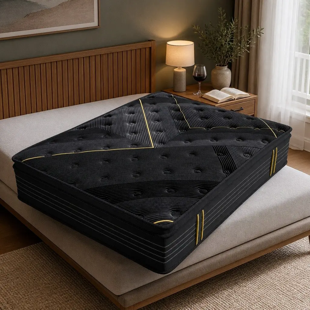 King Spring Mattress Bamboo Charcoal Pocket Coil Euro Top 203cm x 183cm Black