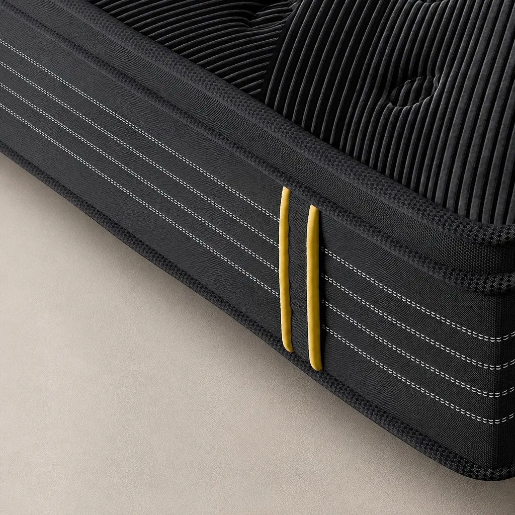 King Spring Mattress Bamboo Charcoal Pocket Coil Euro Top 203cm x 183cm Black