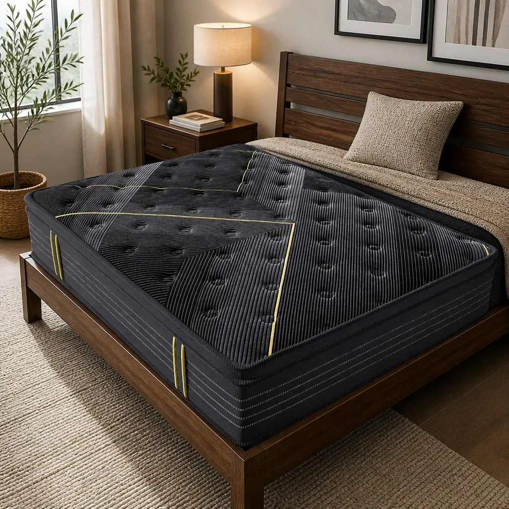 Single Bamboo Charcoal Pocket Coil Mattress 190cm x 91cm Black