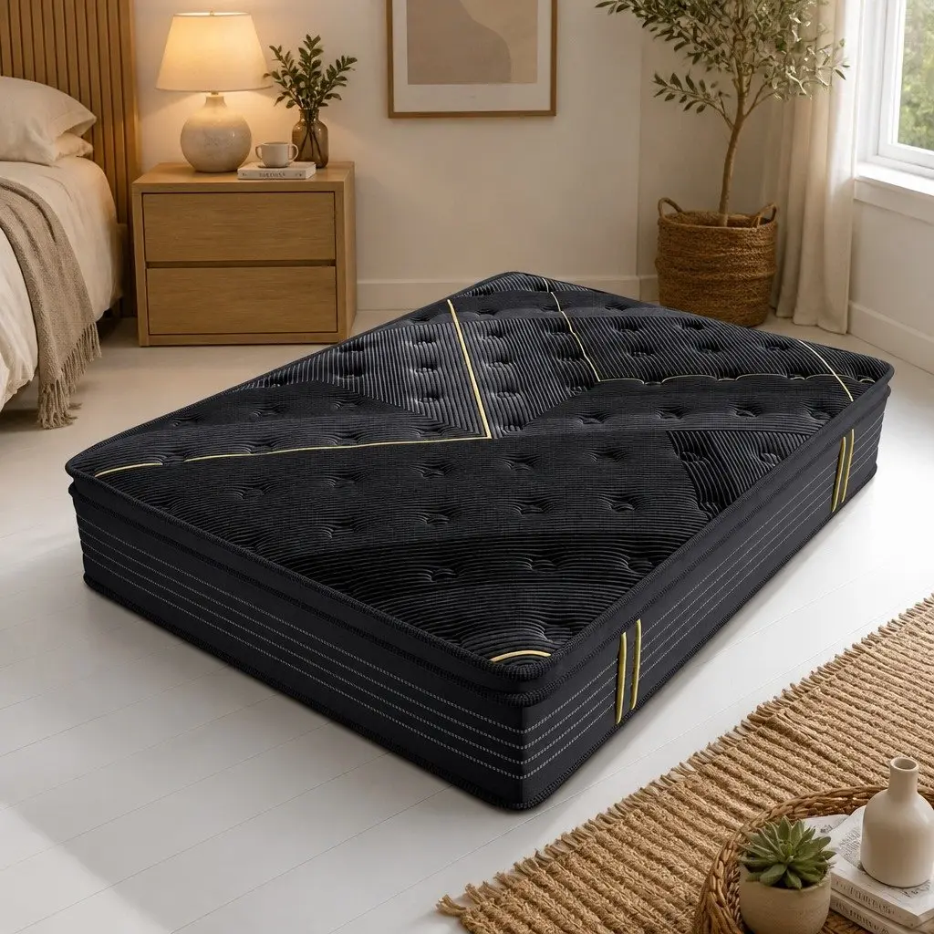 Single Bamboo Charcoal Pocket Coil Mattress 190cm x 91cm Black