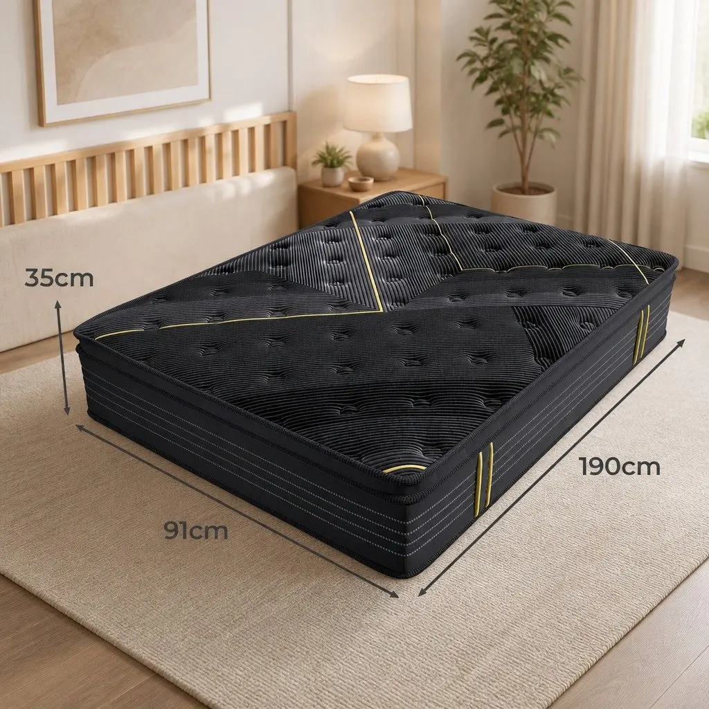Single Bamboo Charcoal Pocket Coil Mattress 190cm x 91cm Black