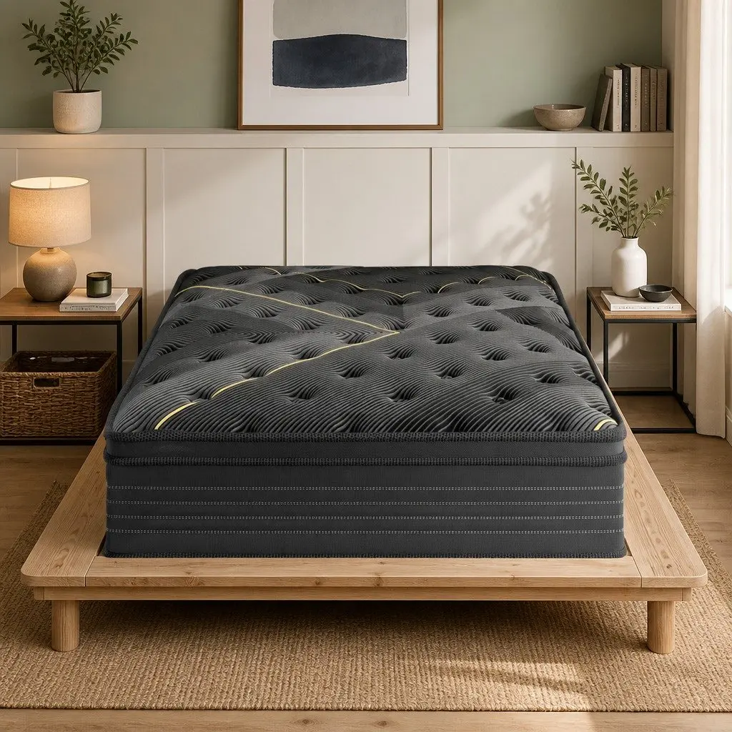 Single Bamboo Charcoal Pocket Coil Mattress 190cm x 91cm Black
