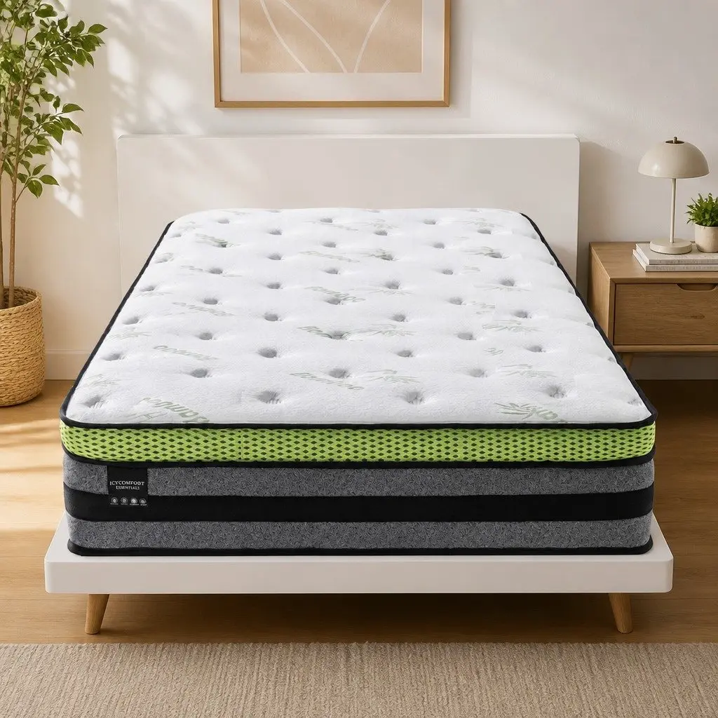King Single Cooling Mattress Pocket Spring 7-Zone Medium-Firm Support Bed