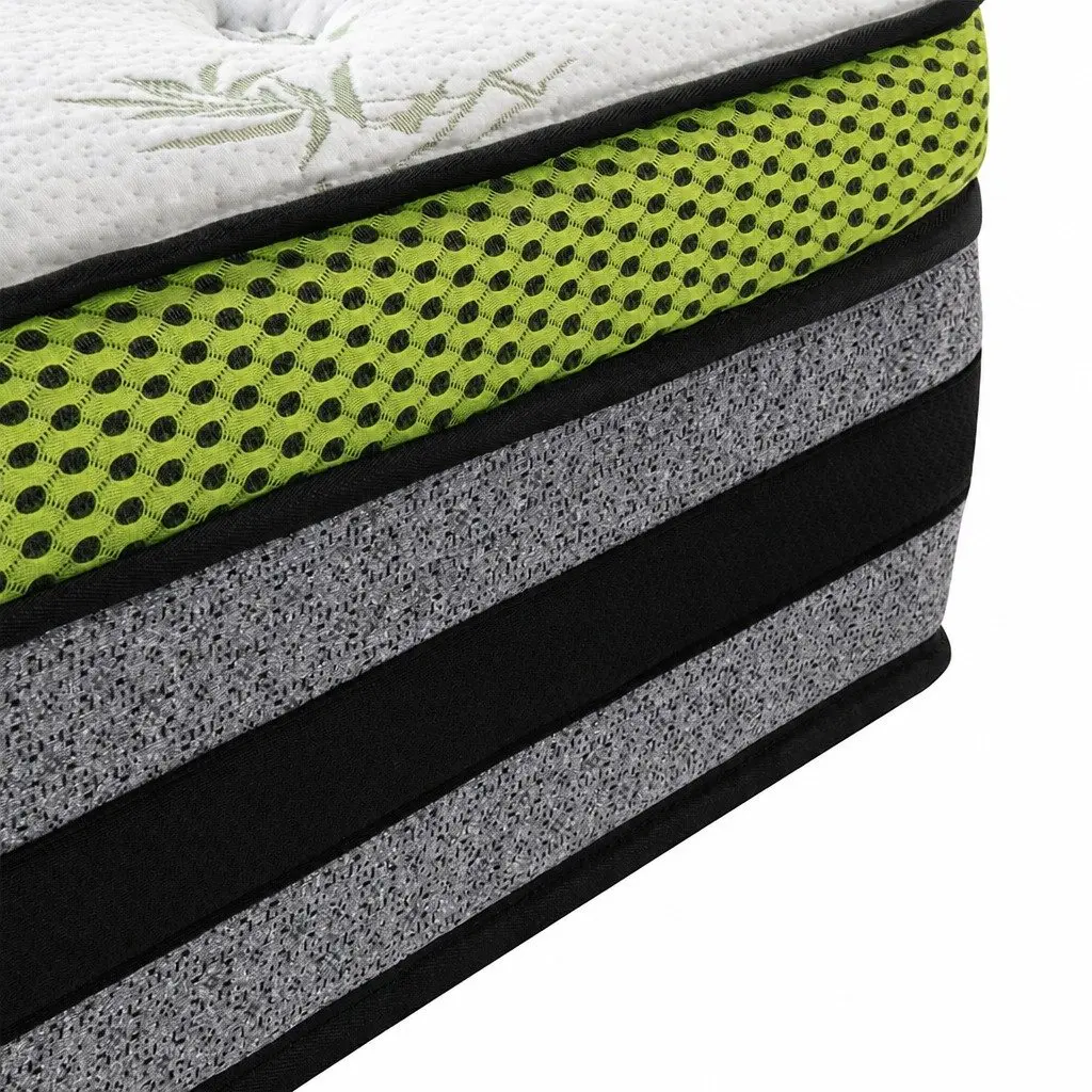 King Single Cooling Mattress Pocket Spring 7-Zone Medium-Firm Support Bed