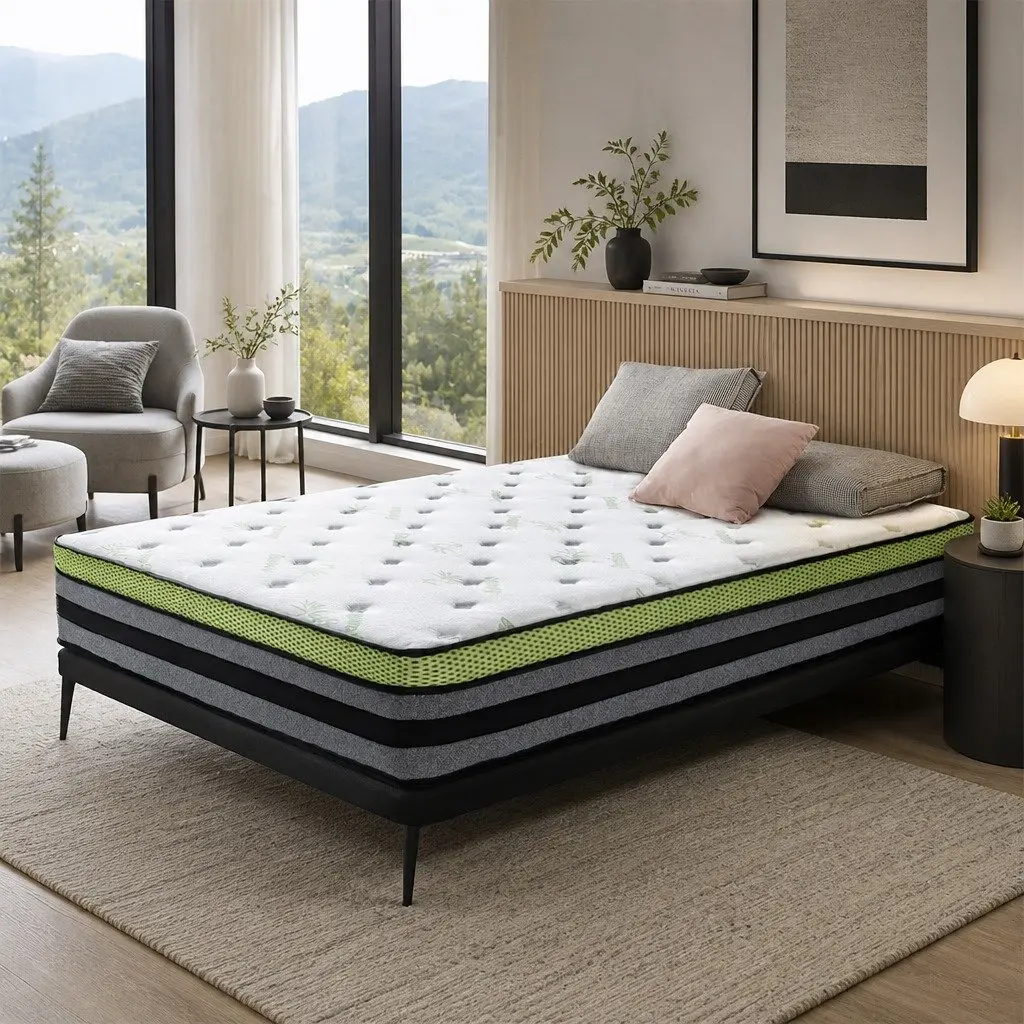 King Single Cooling Mattress Pocket Spring 7-Zone Medium-Firm Support Bed
