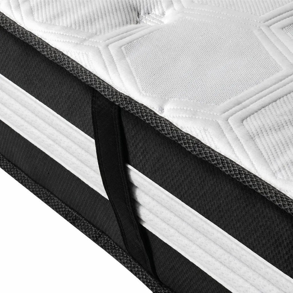 King Single Mattress 5 Zone Pocket Spring 25cm Medium Firm Cool Gel Infused Memory Foam Black or White