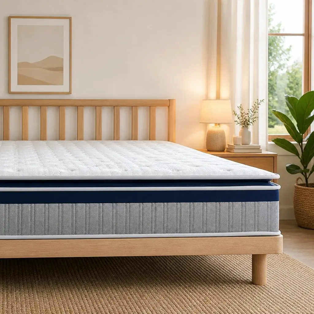 Double Spring Mattress Pillow Top 32cm Pocket Coil White