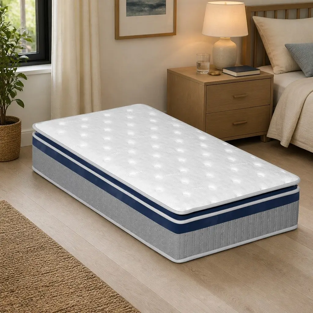 King Single Spring Mattress Pillow Top 32cm Pocket Coil Bed Support System