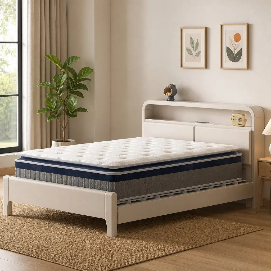 Queen Spring Mattress Pillow Top 32CM Pocket Coil Sleep Support Bed Comfort