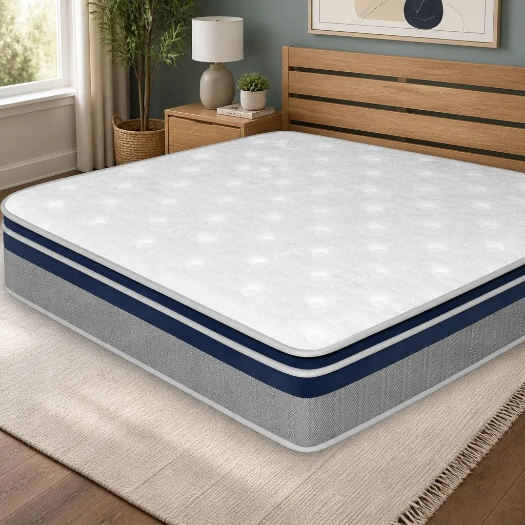 Single Pillow Top Spring Mattress 32cm Thick 7-Zone Pocket Coil Support White