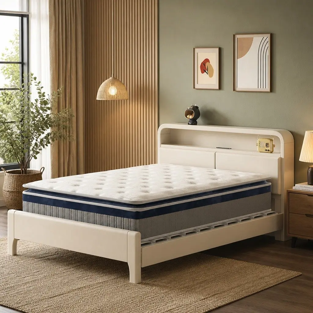 Single Pillow Top Spring Mattress 32cm Thick 7-Zone Pocket Coil Support White
