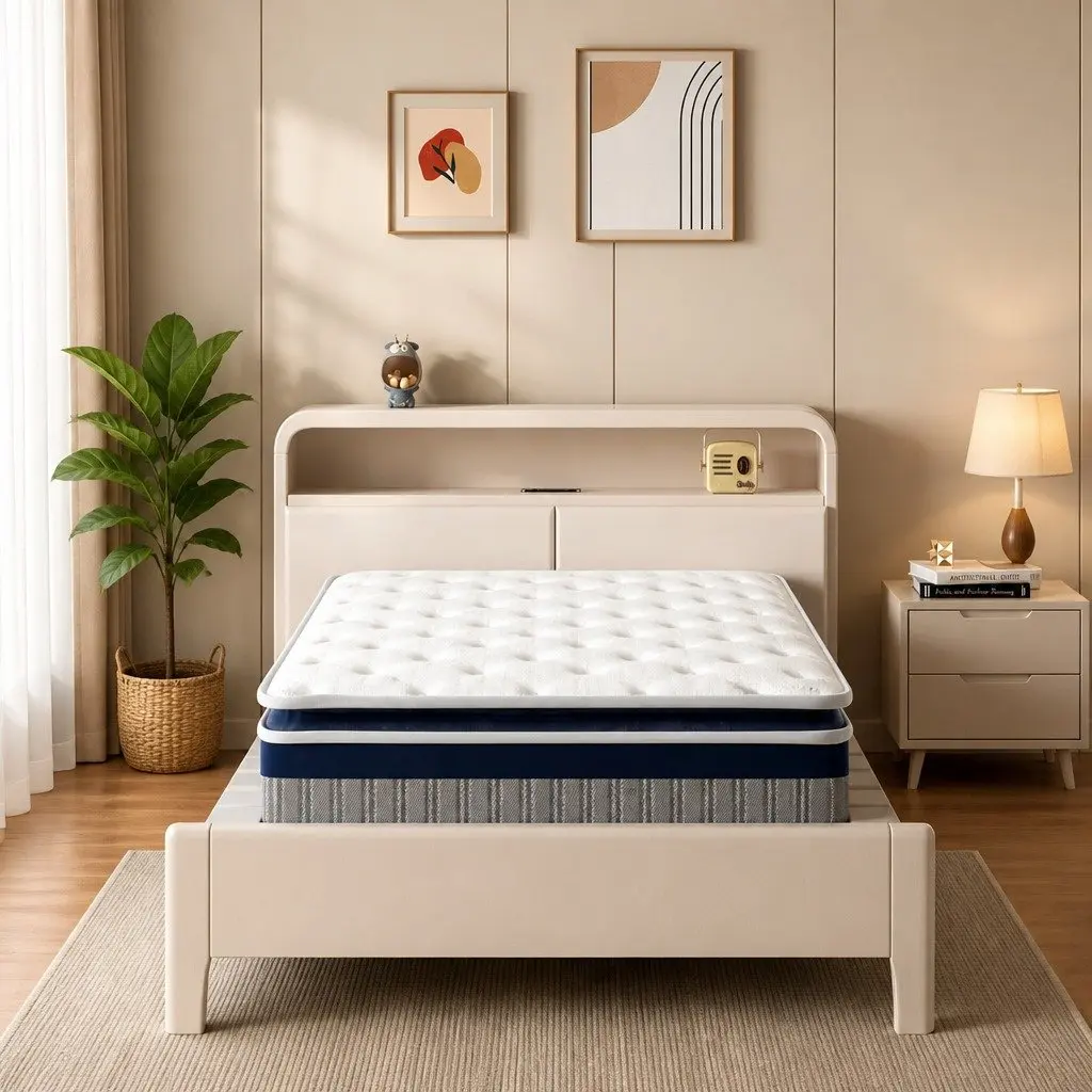 Single Pillow Top Spring Mattress 32cm Thick 7-Zone Pocket Coil Support White
