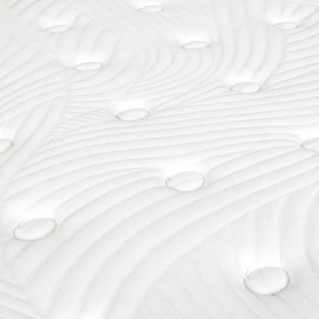 Queen Size Mattress Hybrid Foam 34cm White and Blue 7 Zone Pocket Spring Medium Firm Support