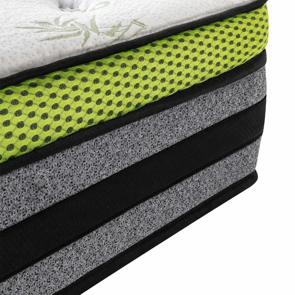 Double Pocket Spring Mattress Medium-Firm 7-Zone Support Cool Gel Memory Foam