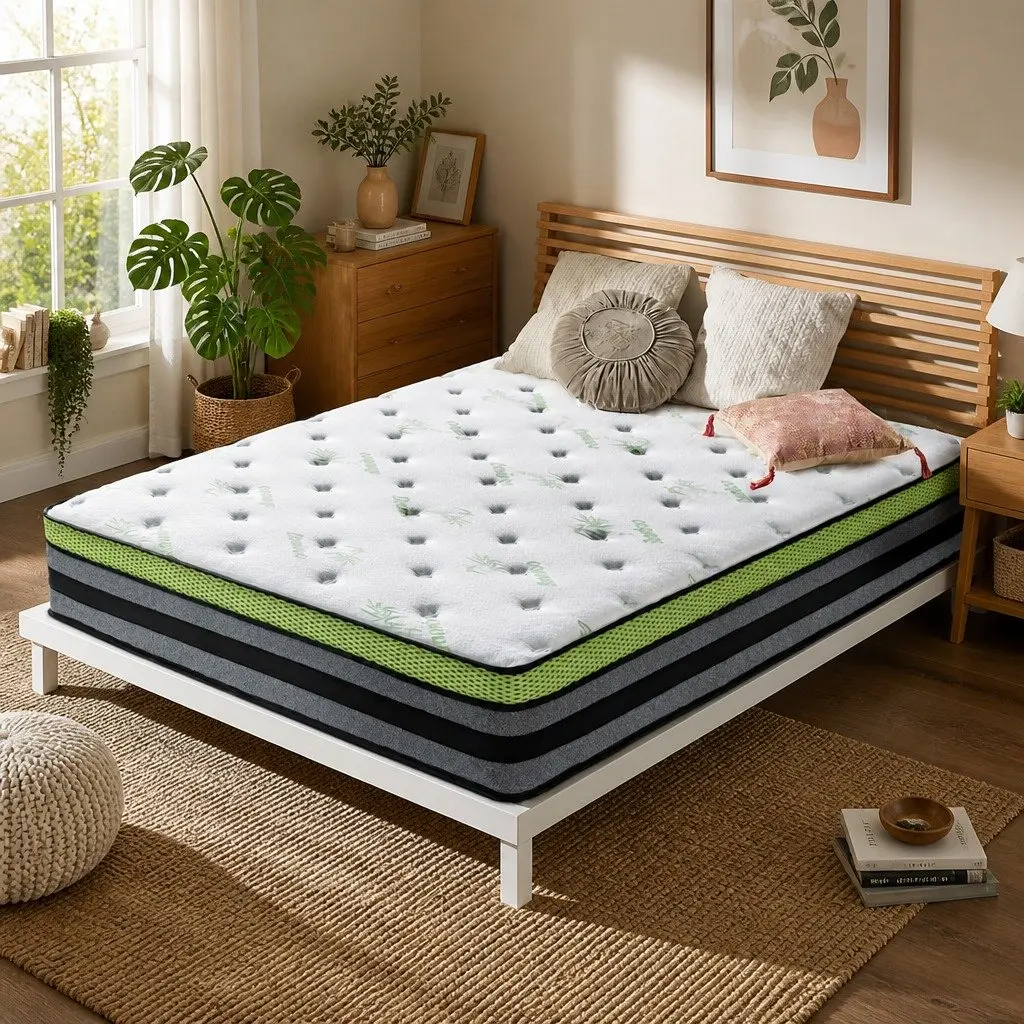 Single Pocket Spring Mattress Cooling Gel Memory Foam Medium-Firm Support