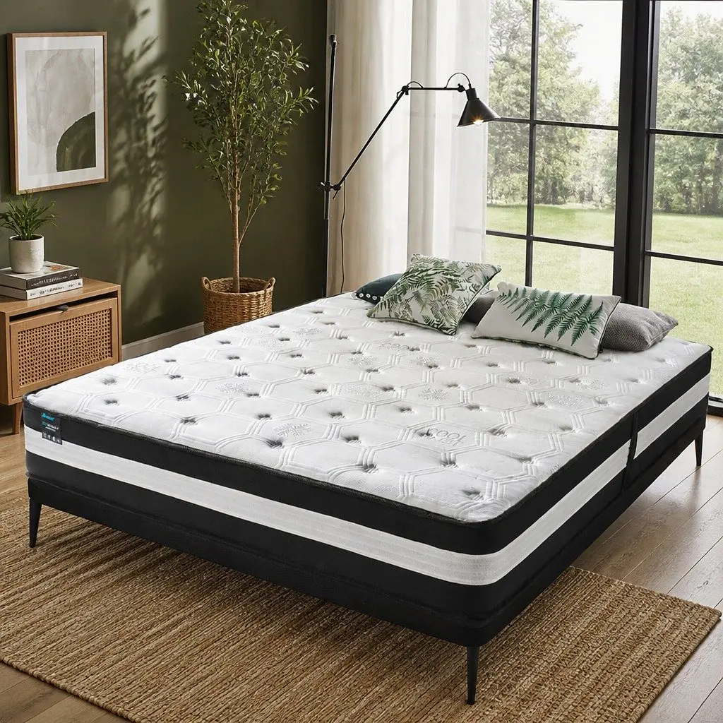 Pocket Spring Mattress 25cm Medium Firm Cool Gel Ice Silk 5 Zone Support