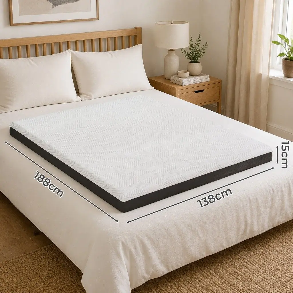 Double Mattress 15cm Cooling Gel Memory Foam Breathable Medium Firm Hypoallergenic Support