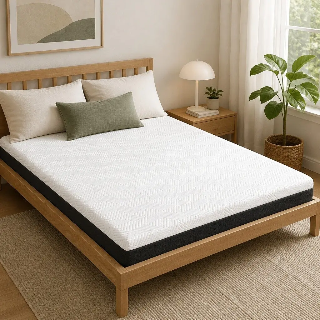 Gel Memory Foam Mattress 15cm Medium Firm Cooling Breathable White