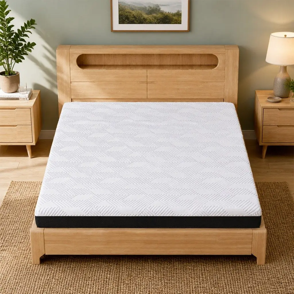 Gel Memory Foam Mattress 15cm Medium Firm Cooling Breathable White