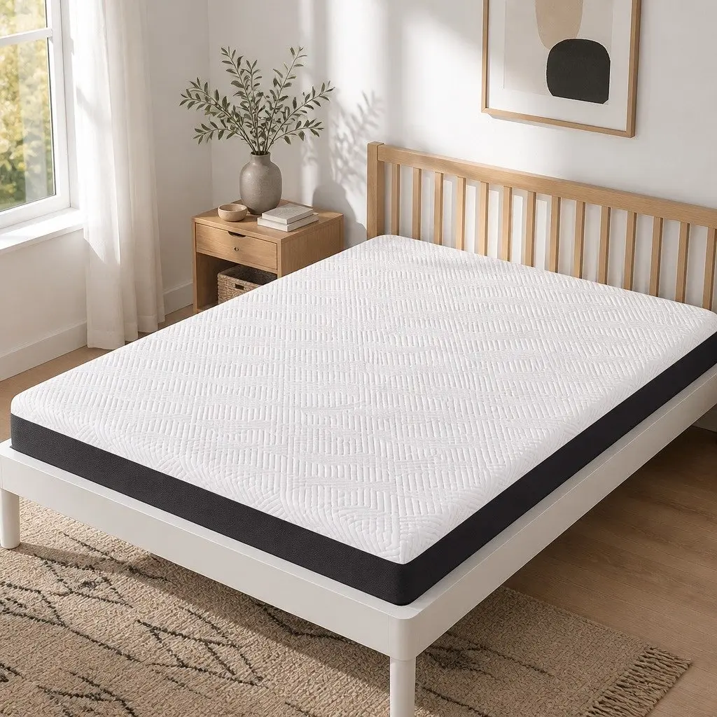 Memory Foam Mattress Pad Double Gel Cooling Hypoallergenic 20cm White